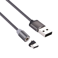 360 Degree Rotation 1m Weave Style USB-C / Type-C to USB 2.0 Strong Magnetic Charger Cable with LED Indicator