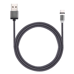 360 Degree Rotation 1m Weave Style USB-C / Type-C to USB 2.0 Strong Magnetic Charger Cable with LED Indicator