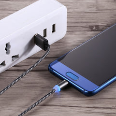 360 Degree Rotation 1m Weave Style USB-C / Type-C to USB 2.0 Strong Magnetic Charger Cable with LED Indicator