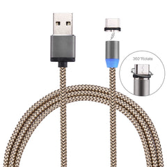 360 Degree Rotation 1m Weave Style USB-C / Type-C to USB 2.0 Strong Magnetic Charger Cable with LED Indicator