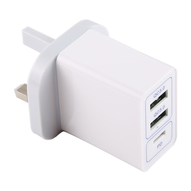 3A Max Output USB-PD + Dual QC3.0 USB Ports Travel Fast Charger, UK Plug, UK Plug