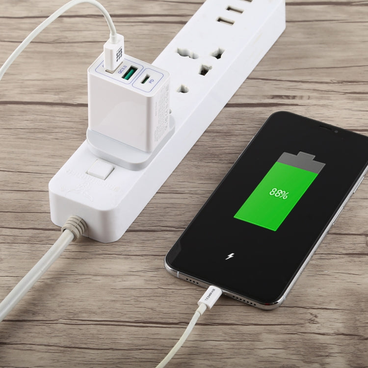 3A Max Output USB-PD + Dual QC3.0 USB Ports Travel Fast Charger, UK Plug, UK Plug