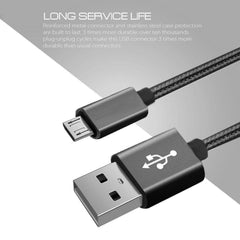 2m 3A Woven Style Metal Head Micro USB to USB Data / Charger Cable, 2m Micro USB