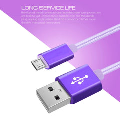 3A Woven Style Metal Head Micro USB to USB Data / Charger Cable, Cable Length: 3m