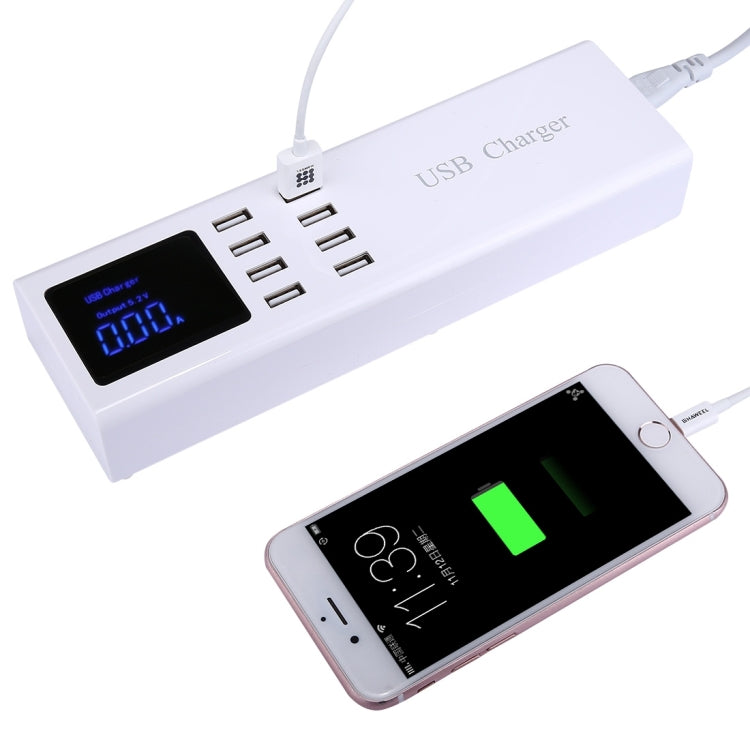 YC-CDA23 8 USB Ports 8A Travel Charger with LCD Screen and Wireless Charger, EU Plug, EU Plug, US Plug