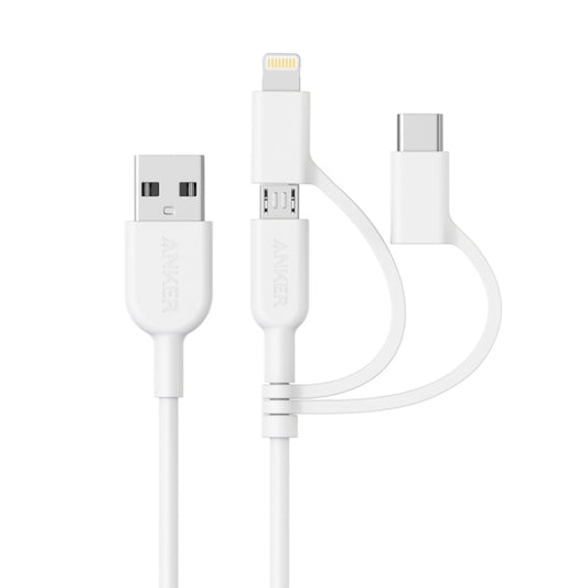 ANKER 3 in 1 8 Pin + Micro USB + USB-C / Type-C Interface MFI Certificated Data Cable