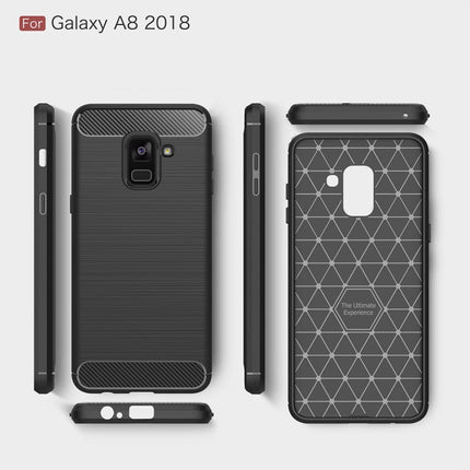 For Galaxy A8 (2018) Brushed Texture Carbon Fiber Shockproof TPU Protective Back Case, For Galaxy A8 (2018), Galaxy A8 (2018)