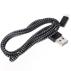 1m 2A USB to USB-C / Type-C Nylon Weave Style Double Elbow Data Sync Charging Cable, 1m Type-C 2A