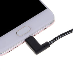 1m 2A USB to USB-C / Type-C Nylon Weave Style Double Elbow Data Sync Charging Cable