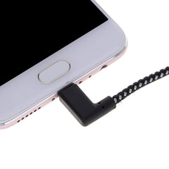 1m 2A USB to USB-C / Type-C Nylon Weave Style Double Elbow Data Sync Charging Cable, 1m Type-C 2A