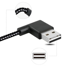 1m 2A USB to USB-C / Type-C Nylon Weave Style Double Elbow Data Sync Charging Cable, 1m Type-C 2A