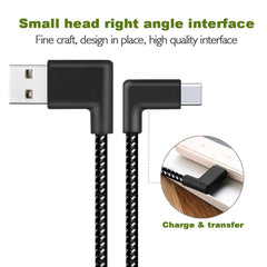 1m 2A USB to USB-C / Type-C Nylon Weave Style Double Elbow Data Sync Charging Cable, 1m Type-C 2A