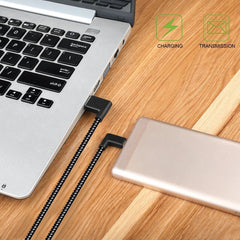 20cm 2A USB to USB-C / Type-C Nylon Weave Style Double Elbow Data Sync Charging Cable, 20cm Type-C