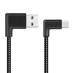 20cm 2A USB to USB-C / Type-C Nylon Weave Style Double Elbow Data Sync Charging Cable, 20cm Type-C