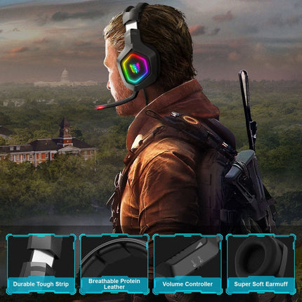 ONIKUMA K10 3.5mm Computer Games Wired Headset with RGB LED Light