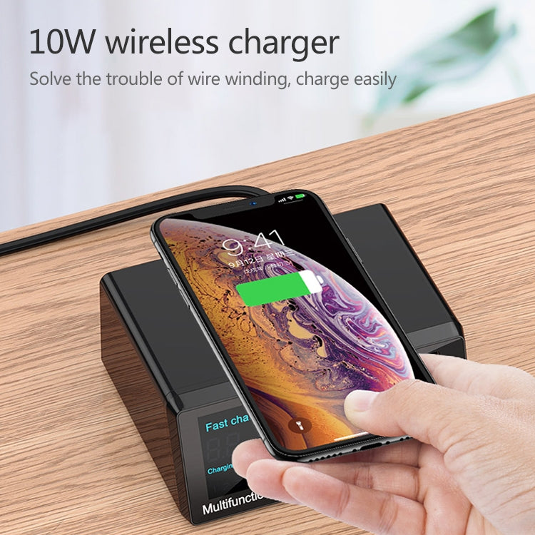 X9 9 in 1 QC 3.0 USB Interface + 6 USB Ports + PD 65W Ports + QI Wireless Fast Charging Multi-function Charger with LED Display, X9