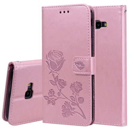 Rose Embossed Horizontal Flip PU Leather Case for Samsung Galaxy J4 Plus, with Holder & Card Slots & Wallet