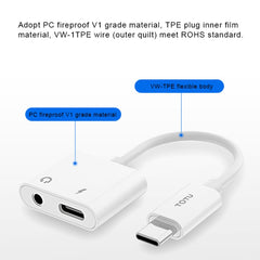 TOTUDESIGN Glory Series EAUA-014 USB-C / Type-C to USB-C / Type-C + 3.5mm Jack Charge Audio Adapter Cable, Support PD Fast Charging & Fully Compatible