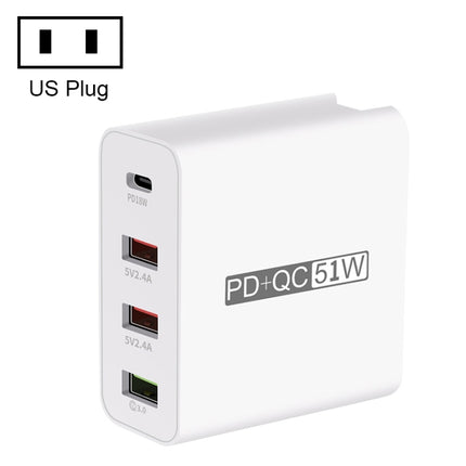 WLX-A6 4 Ports Quick Charging USB Travel Charger Power Adapter, US Plug, US Plug