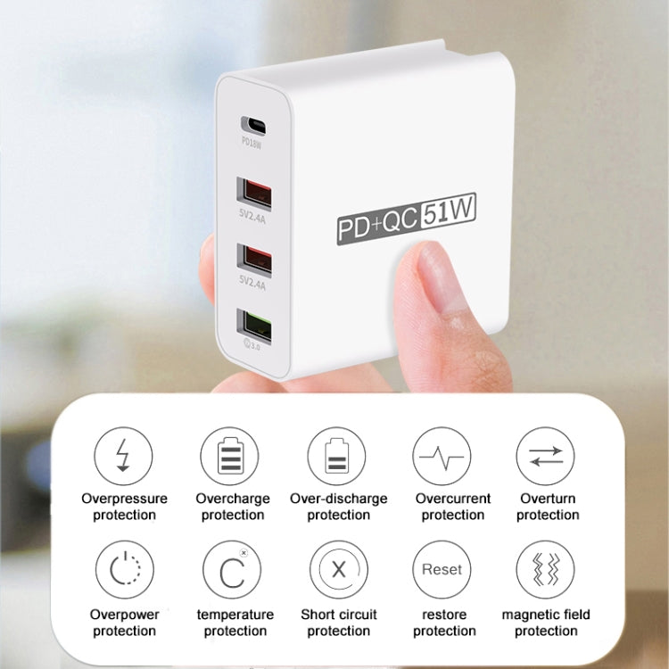 WLX-A6 4 Ports Quick Charging USB Travel Charger Power Adapter, US Plug, US Plug