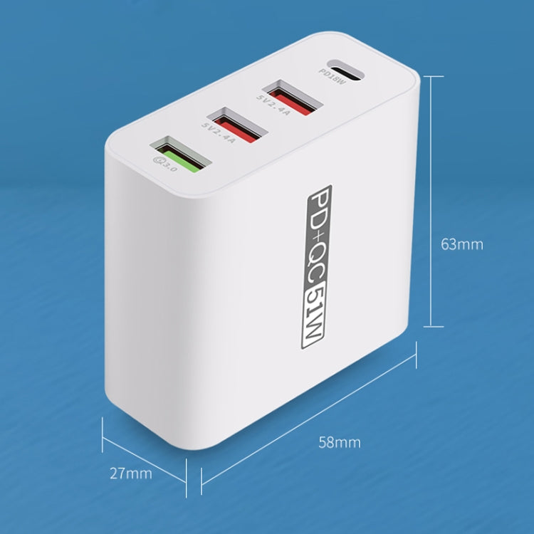 WLX-A6 4 Ports Quick Charging USB Travel Charger Power Adapter, US Plug, US Plug