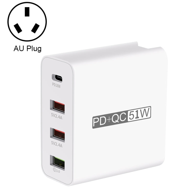 WLX-A6 4 Ports Quick Charging USB Travel Charger Power Adapter, AU Plug, AU Plug