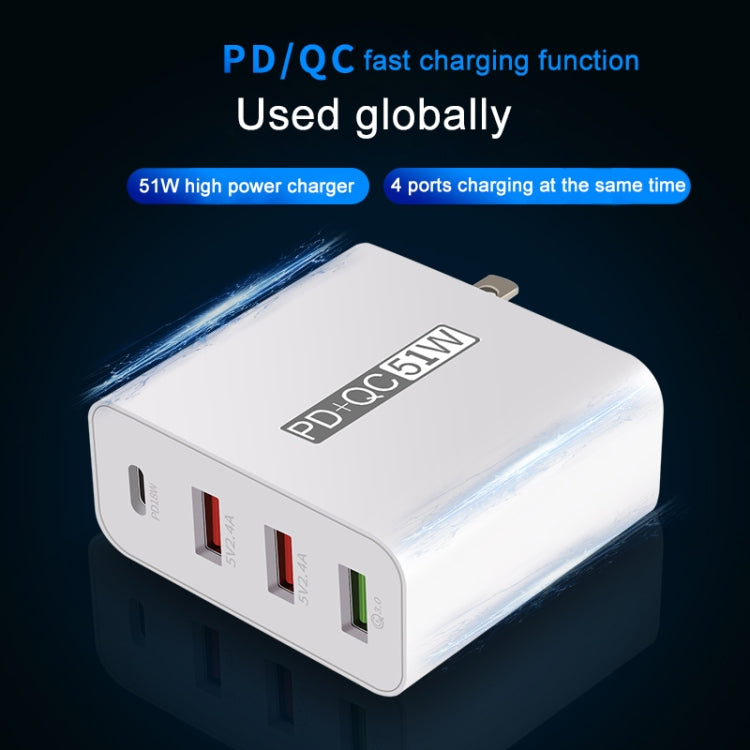 WLX-A6 4 Ports Quick Charging USB Travel Charger Power Adapter, AU Plug, AU Plug