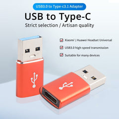 3 PCS USB-C / Type-C Female to USB 3.0 Male Aluminum Alloy Adapter, Support Charging & Transmission Data, USB 3.0