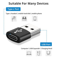 USB-C / Type-C Female to USB 2.0 Male Aluminum Alloy Adapter, Support Charging & Transmission, USB 2.0