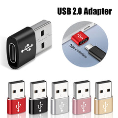 USB-C / Type-C Female to USB 2.0 Male Aluminum Alloy Adapter, Support Charging & Transmission, USB 2.0