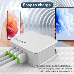 LDNIO A4403 4.4A 4 x USB Ports Smart Travel Charger, EU Plug, SAS5293AU, SAS5293EU, SAS5293UK, SAS5293US