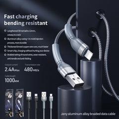 REMAX RC-124a 1m 2.4A USB to USB-C / Type-C Aluminum Alloy Braid Fast Charging Data Cable, Type-C