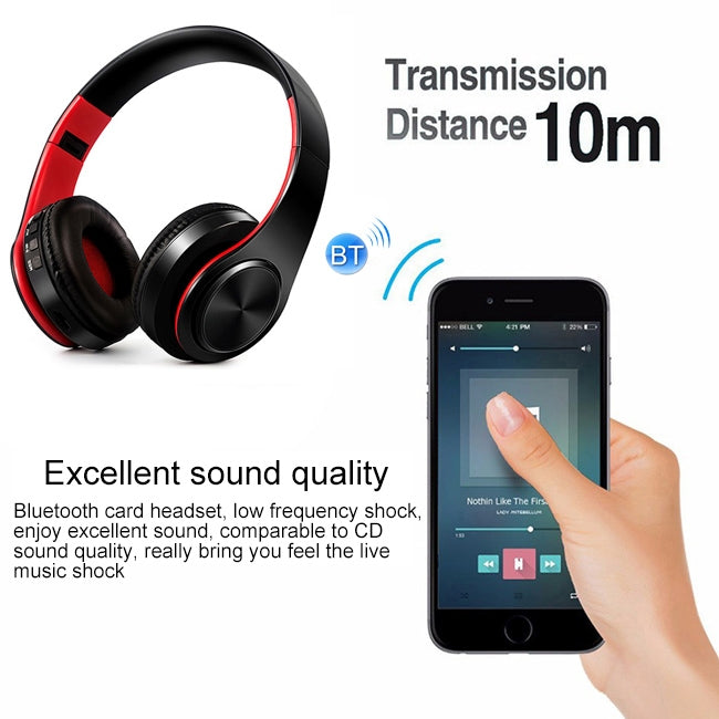 LPT660 Wireless Folding Sports Stereo Music Bluetooth Phones Earphones Support TF Card