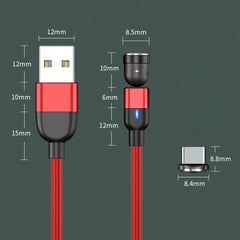 2m 3A Output USB to USB-C / Type-C 540 Degree Rotating Magnetic Data Sync Charging Cable, 2m Type-C