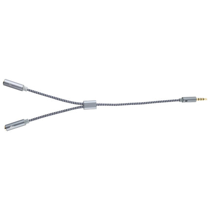 HY191 2 in 1 3.5mm Male to Microphone + Audio Female Braided Audio Cable, Length: 26cm, HY191