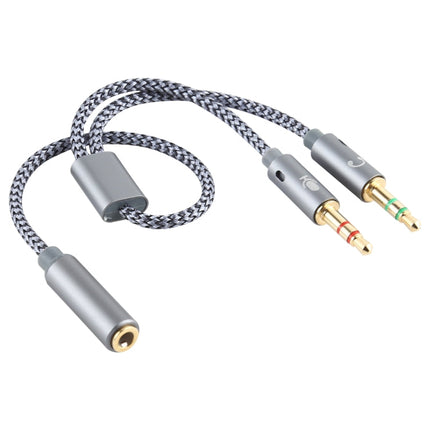 YH192 2 in 1 3.5mm Female to Microphone + Audio Male Braided Audio Cable, Length: 22cm, YH192