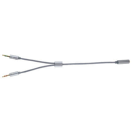 YH192 2 in 1 3.5mm Female to Microphone + Audio Male Braided Audio Cable, Length: 22cm, YH192