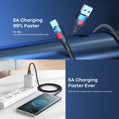 REMAX RC-188a Lesu Pro 1m 5A USB to USB-C / Type-C Aluminum Alloy Braid Fast Charging Data Cable, USB to USB-C / Type-C