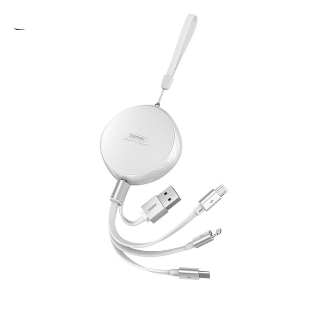 REMAX RC-185th 3 in 1 2.1A USB to 8 Pin + USB-C / Type-C + Micro USB Sury Series Telescopic Charging Data Cable