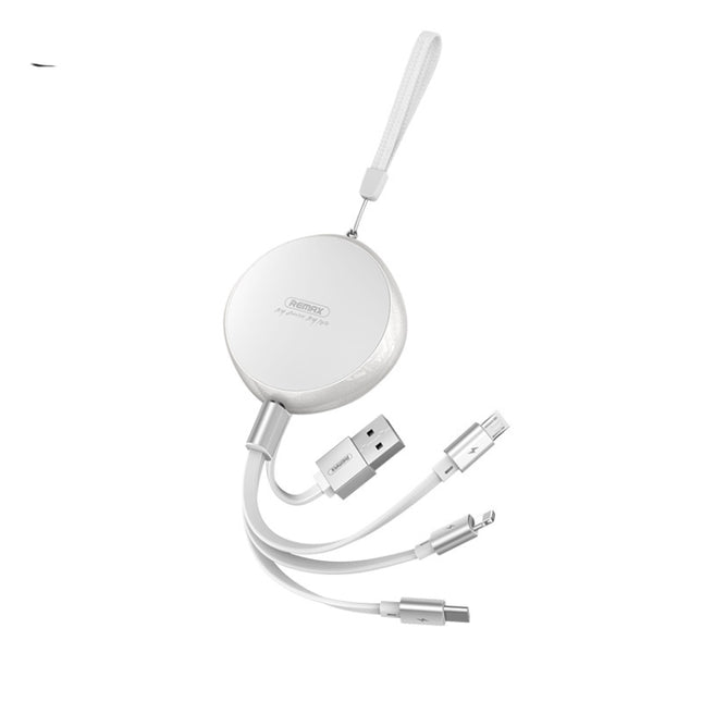 REMAX RC-185th 3 in 1 2.1A USB to 8 Pin + USB-C / Type-C + Micro USB Sury Series Telescopic Charging Data Cable