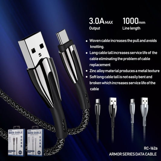 REMAX RC-162a Armor Series 3A USB to USB-C / Type-C Charging Cable, Cable Length: 1m, USB-C / Type-C