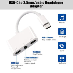 3 in 1 USB-C + 3.5mm + 3.5mm to USB-C Digital Charge Audio Adapter