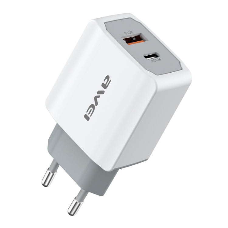 awei PD4 20W PD Type-C + QC 3.0 USB Interface Fast Charging Travel Charger with Data Cable, EU Plug