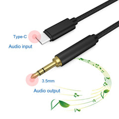 1m Weave Style Type-C Male to 3.5mm Male Audio Cable, 1m