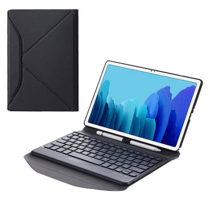 B500 Diamond Texture Triangle Back Holder Splittable Bluetooth Keyboard Leather Tablet Case for Samsung Galaxy Tab A7 10.4 2020(Black+Black)