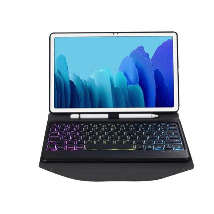 B500S Diamond Texture Triangle Back Holder Splittable Bluetooth Keyboard Leather Tablet Case with Backlight for Samsung Galaxy Tab A7 10.4 2020