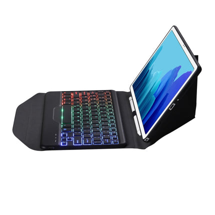 B500S Diamond Texture Triangle Back Holder Splittable Bluetooth Keyboard Leather Tablet Case with Backlight for Samsung Galaxy Tab A7 10.4 2020