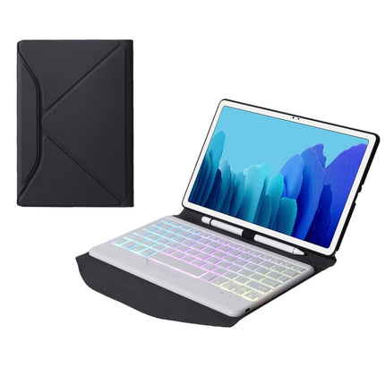 B500S Diamond Texture Triangle Back Holder Splittable Bluetooth Keyboard Leather Tablet Case with Backlight for Samsung Galaxy Tab A7 10.4 2020