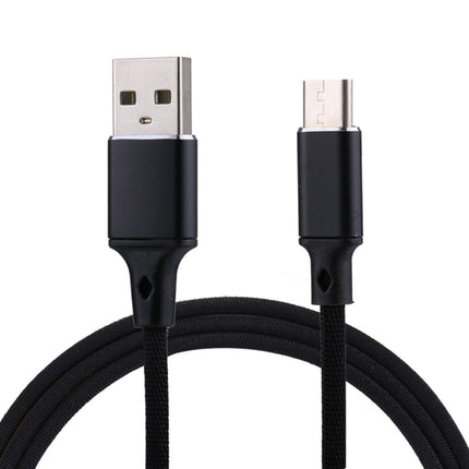 1m 2A Output USB to USB-C / Type-C Nylon Weave Style Data Sync Charging Cable, 2A Black, 2A Pink, 2A Grey, 2A Red, 2A White