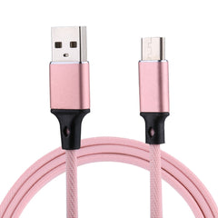 1m 2A Output USB to USB-C / Type-C Nylon Weave Style Data Sync Charging Cable, 2A Black, 2A Pink, 2A Grey, 2A Blue, 2A Red, 2A White